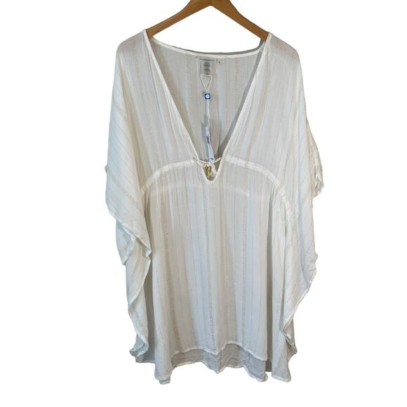 BLEU ROD BEATTIE Swim Coverup White Size Medium New with Flaw Beach Resort Pool - Picture 3 of 13